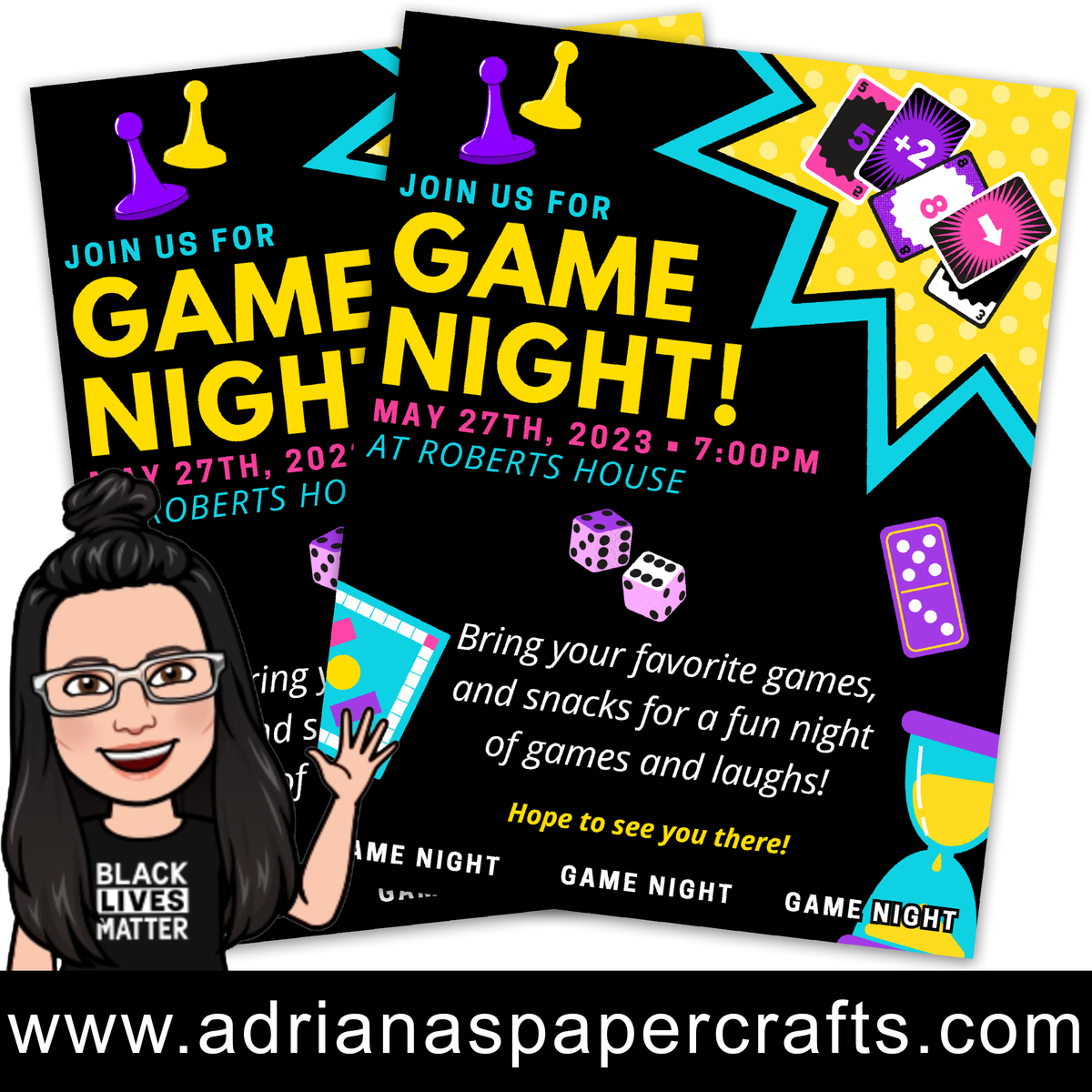 editable-game-night-flyer-invite-canva-template-adriana-s-paper-crafts for Free Printable Game Night Invitation Template Editable Game Night Flyer/Invite - Canva Template – Adriana's Paper Crafts for Free Printable Game Night Invitation Template