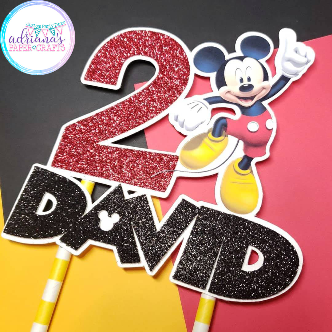 Printable Mickey Mouse Birthday Cake Topper. Custom Name & Age