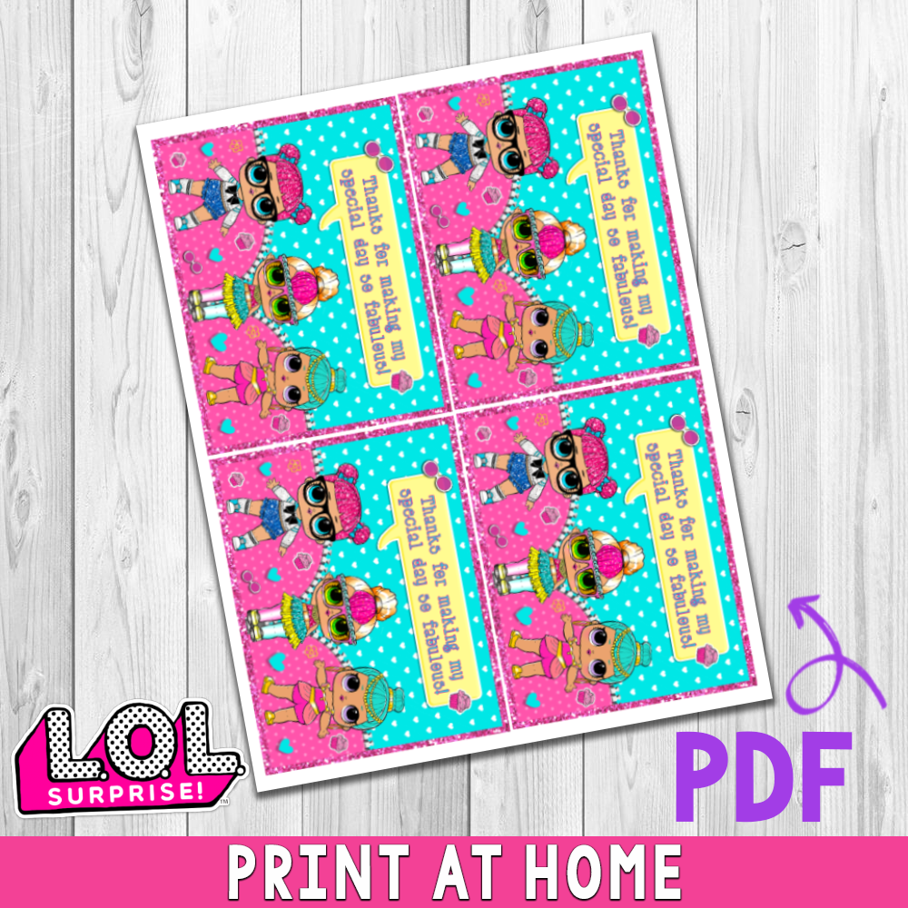 Lol Surprise Thank You Cards Instant DOWNLOAD