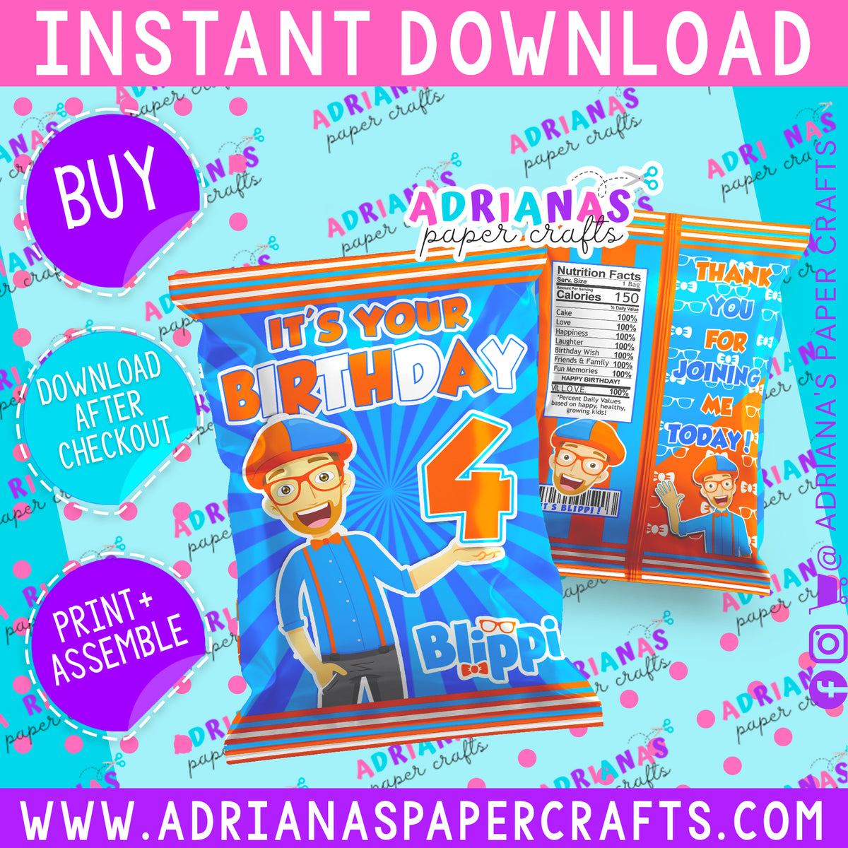 Blippi Birthday Printable Chip Bag Wrapper - INSTANT DOWNLOAD! – Adriana's Paper Crafts blippi-birthday-printable-chip-bag-wrapper-instant-download-adriana-s-paper-crafts