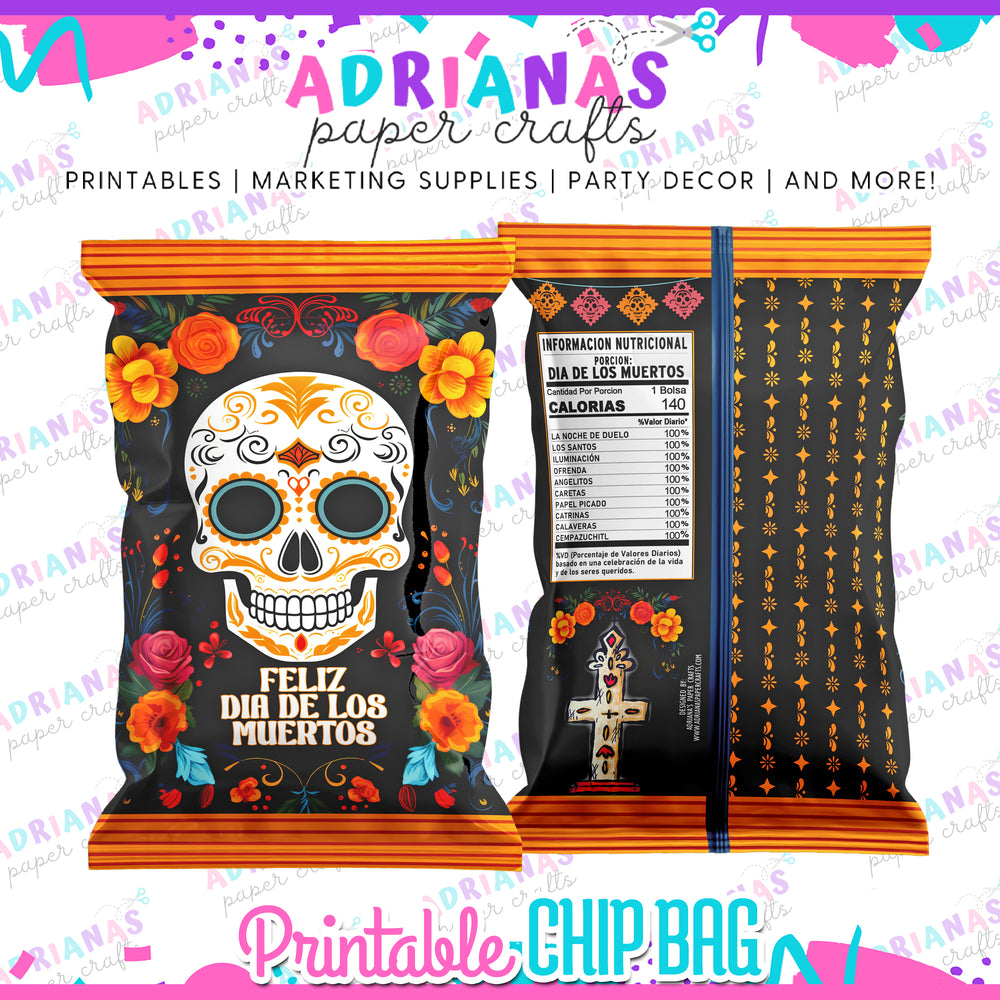 Day of The Dead Printable Chip Bag  - INSTANT DOWNLOAD!