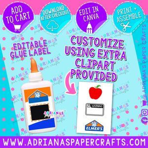 Editable Glue Bottle Label - Canva Template