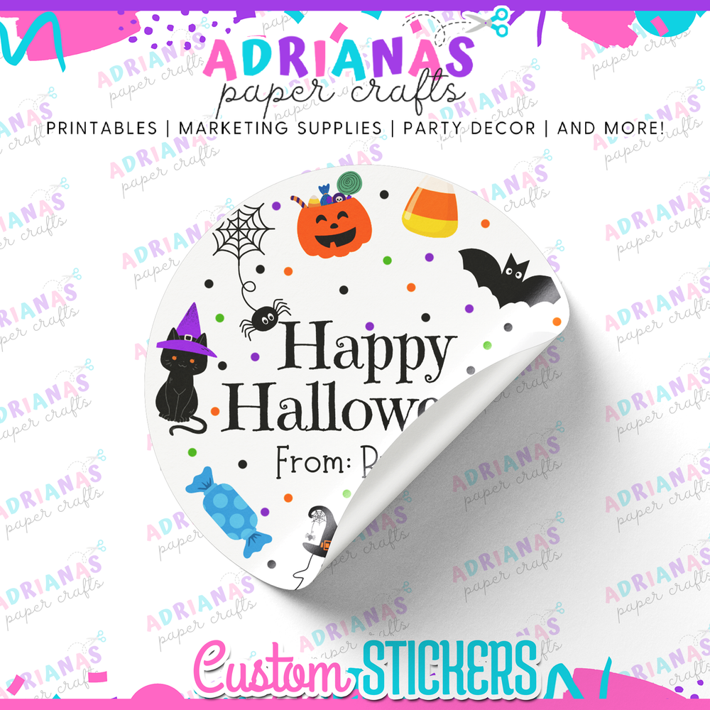 Kids Halloween Round Labels - Choose Your Size!