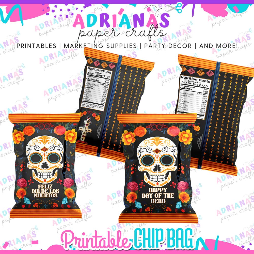 Day of The Dead Printable Chip Bag  - INSTANT DOWNLOAD!