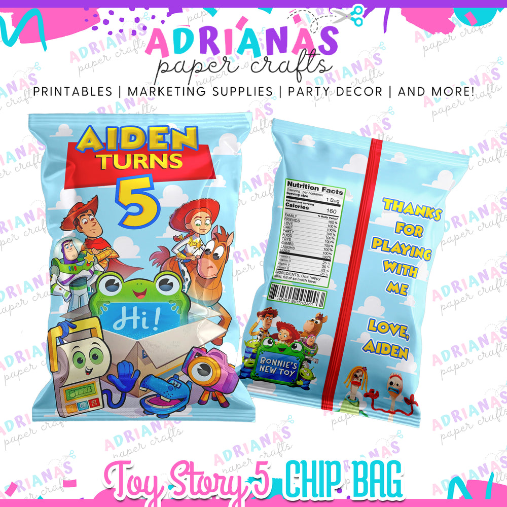 Editable Toy Story 5 Chip Bag Design - Photoshop File