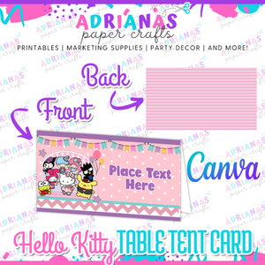 Hello Kitty & Friends Table Tent Card - Editable Canva Template