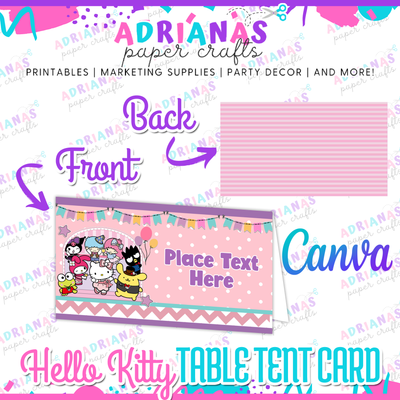 Hello Kitty & Friends Table Tent Card - Editable Canva Template