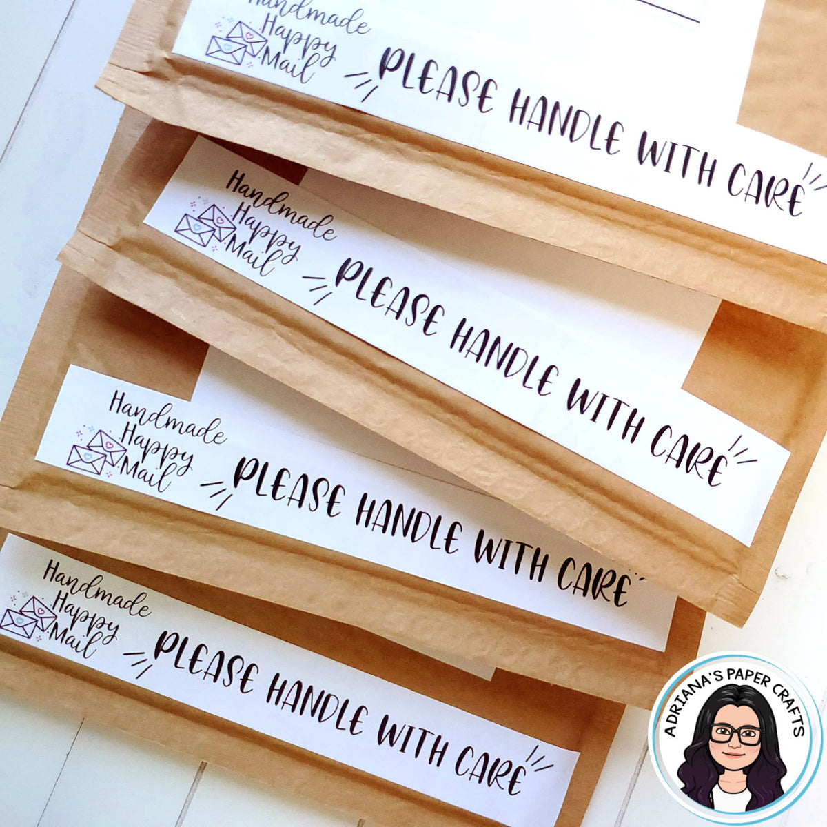 Paper Label Mail Handmade Happy Mail Labels - Set of 12 – Adriana's Paper Crafts