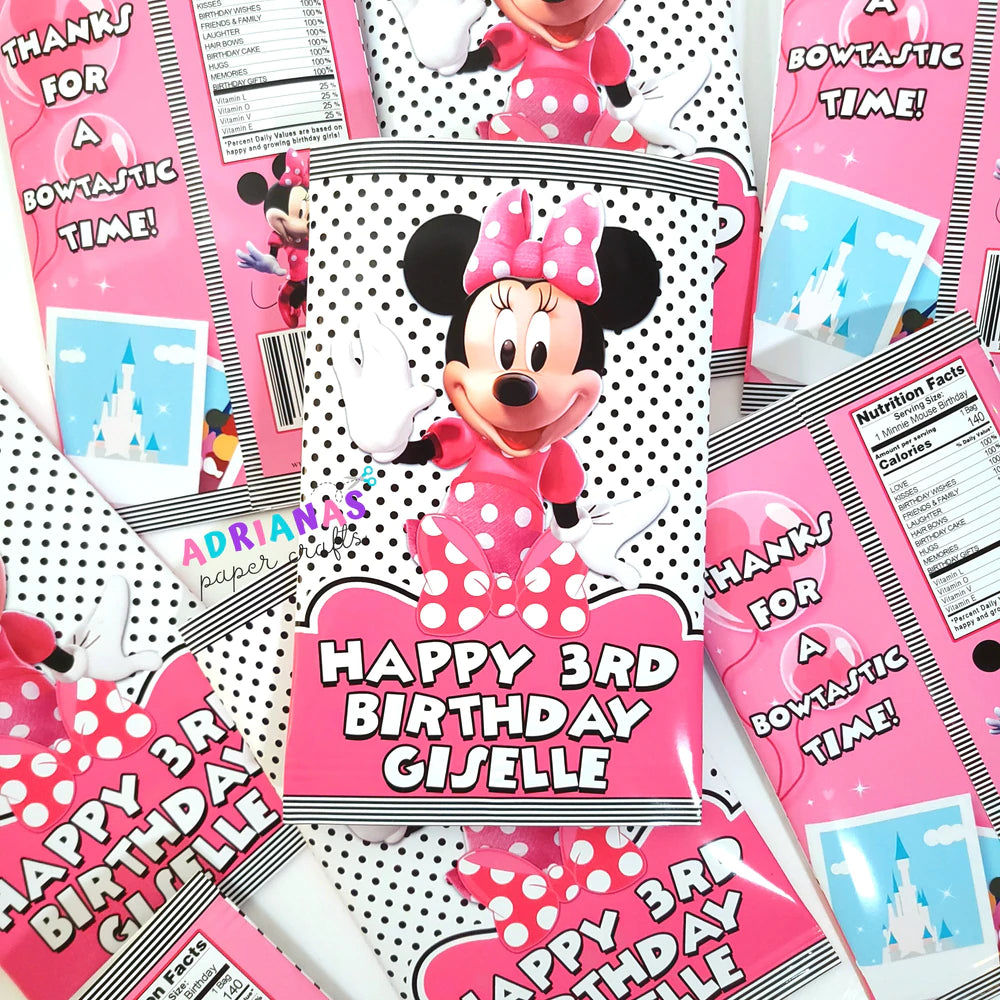 Editable Minnie Mouse Chip Bag Design - Canva