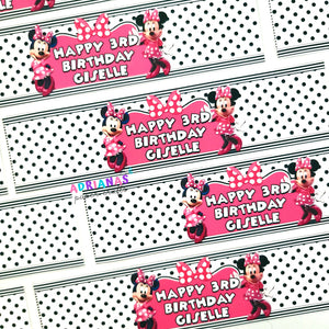 Editable Minnie Mouse Water Label Design - Canva