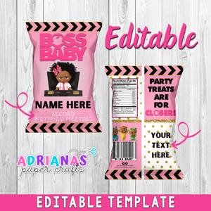 Editable in Canva - Girl Boss Baby Chip Bag Design