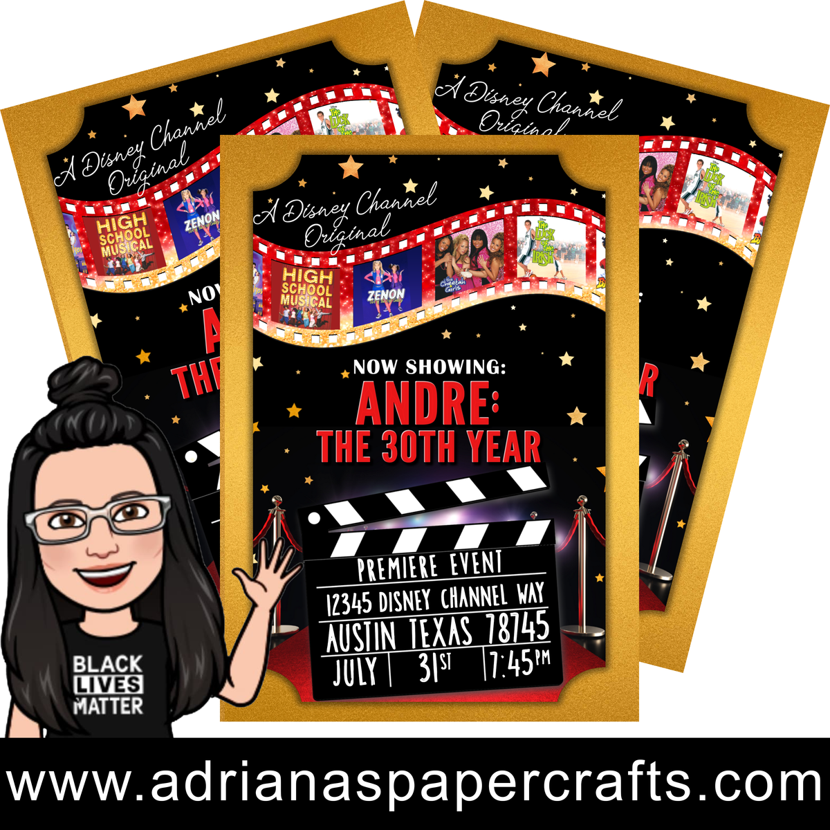Movie/Film Themed Event Invitation – Adriana's Paper Crafts