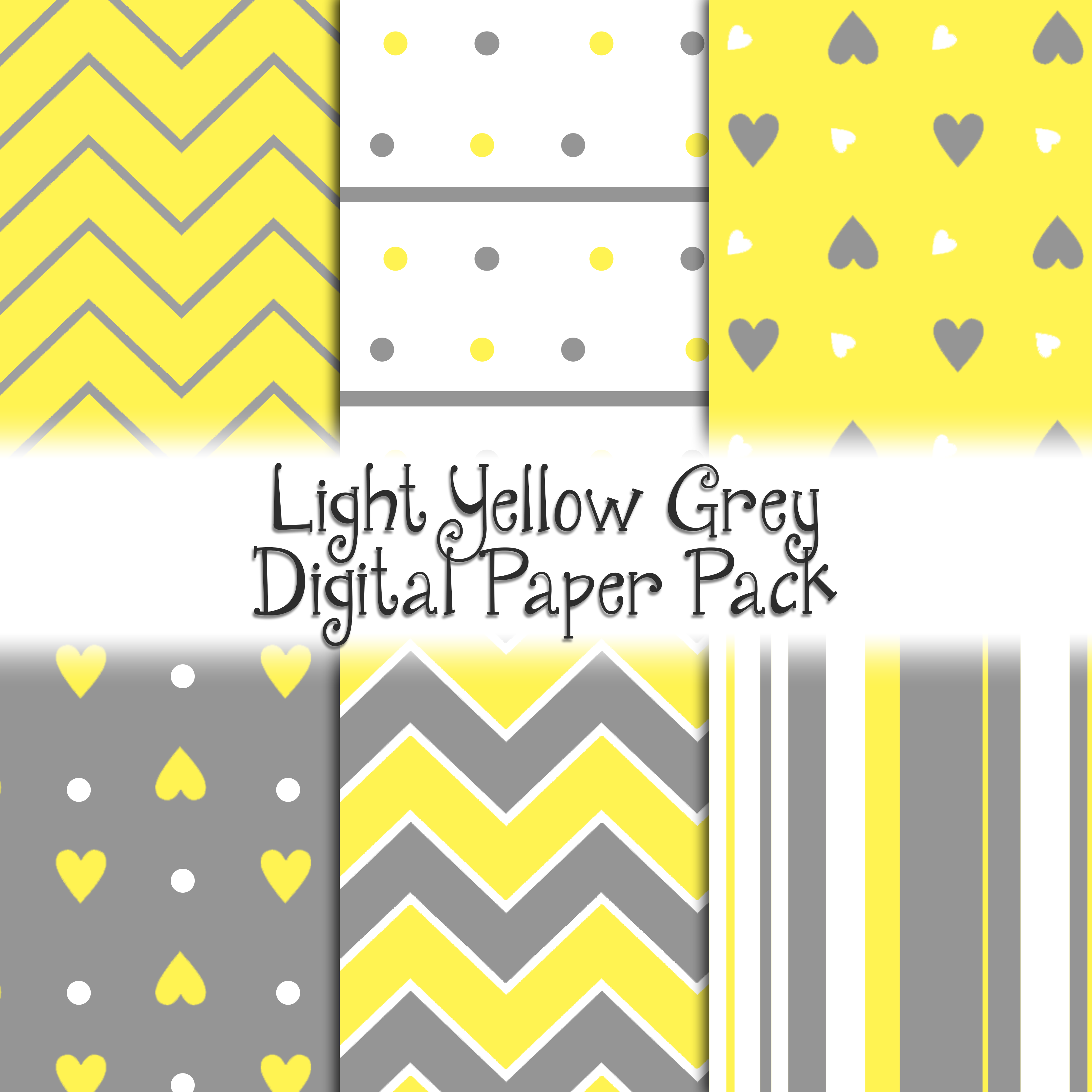 Light Yellow Grey Digital Paper Pack