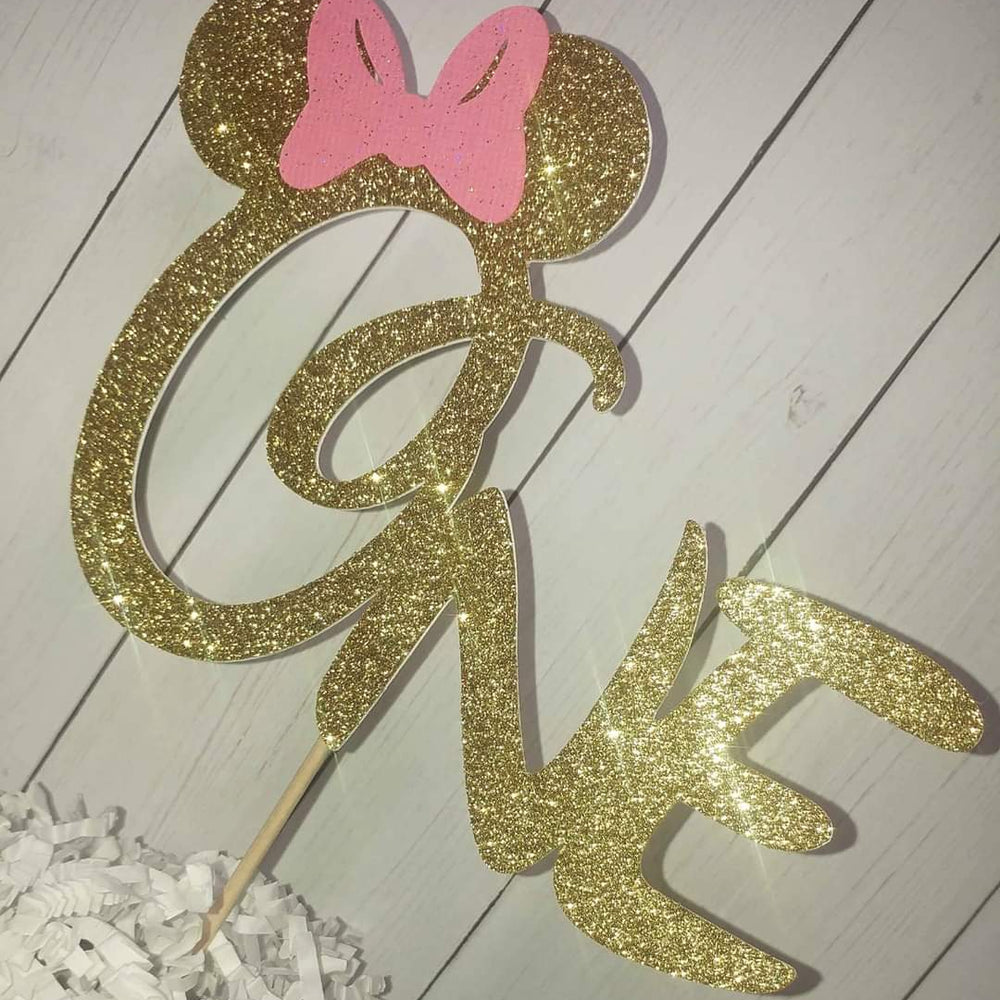 Glitter Gold Minnie Mouse One Cake Topper