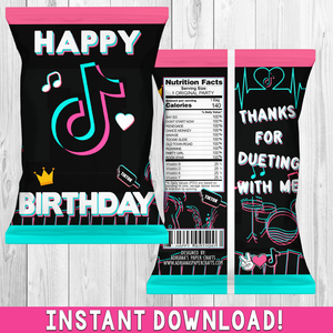 Tik Tok Birthday Chip Bag - INSTANT DOWNLOAD!