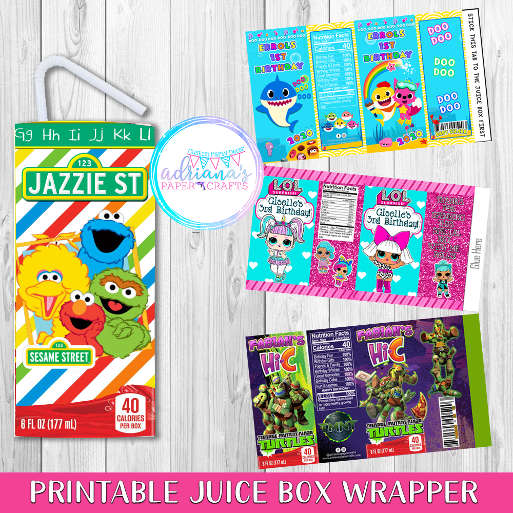 Printable Juice Box Wrapper Design