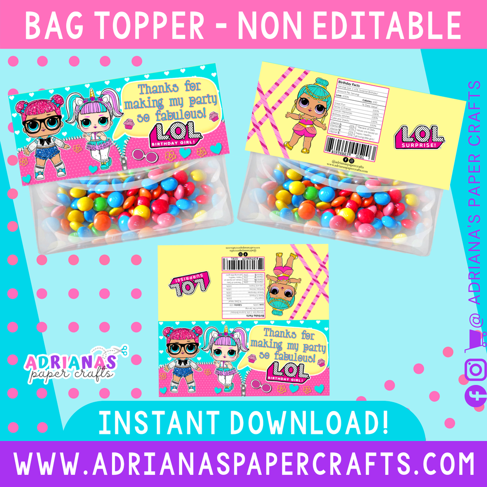 LOL Bag Toppers - INSTANT DOWNLOAD