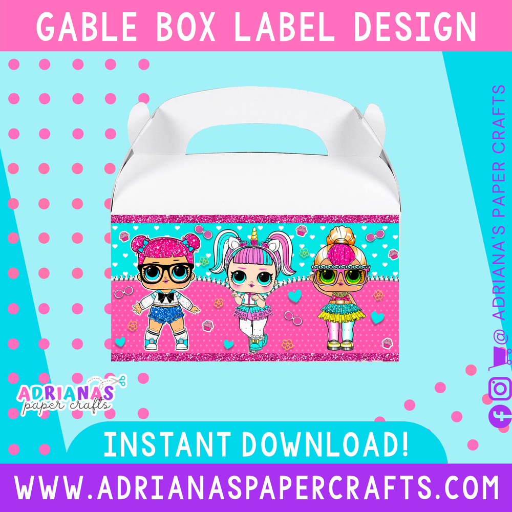LOL Gable Box Design - Front Label Only - INSTANT DOWNLOAD