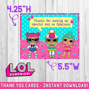 LOL Surprise Thank You Cards - INSTANT DOWNLOAD!