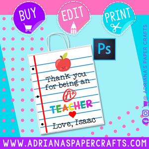 Editable Teacher Appreciation Bag Label Design - Photoshop File
