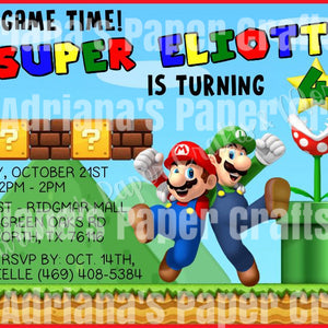 Super Mario Bros Invitation