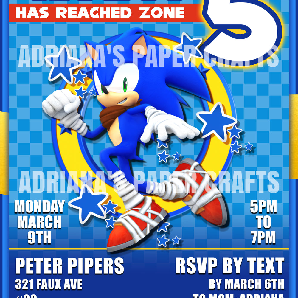 Sonic Party Invitation