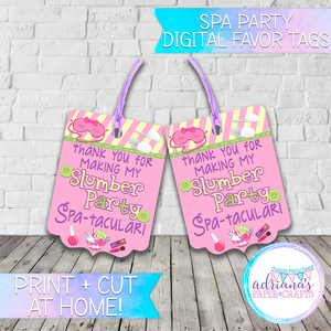 Printable Spa Slumber Party Tags
