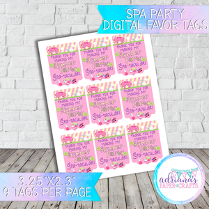 Printable Spa Slumber Party Tags