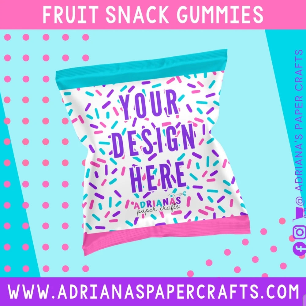Printable Fruit Snack Gummies Wrapper Design