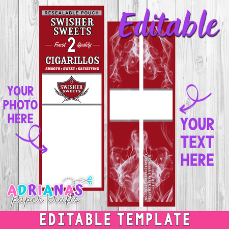 Editable Swisher Sweet Cigarillo Wrapper