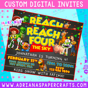 Reach Four The Sky Toy Story Invitation
