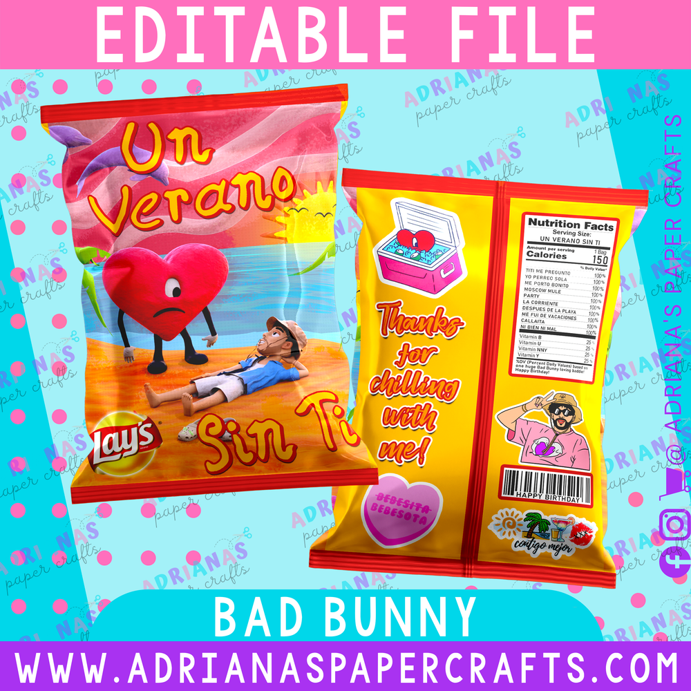 Editable Bad Bunny Chip Bag Photoshop File - Un Verano Sin Ti Design