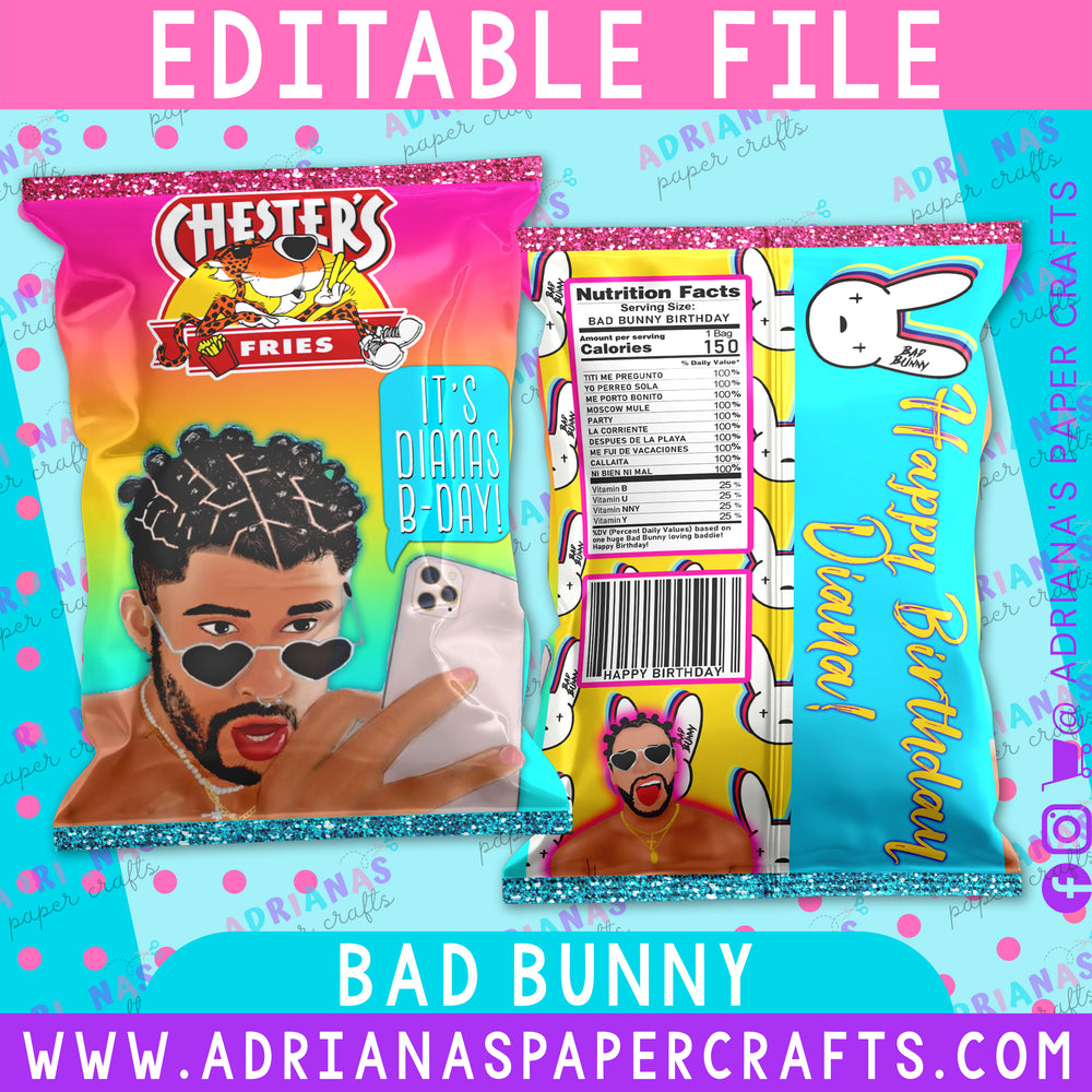 Editable Bad Bunny Chip Bag PS File - Design 4