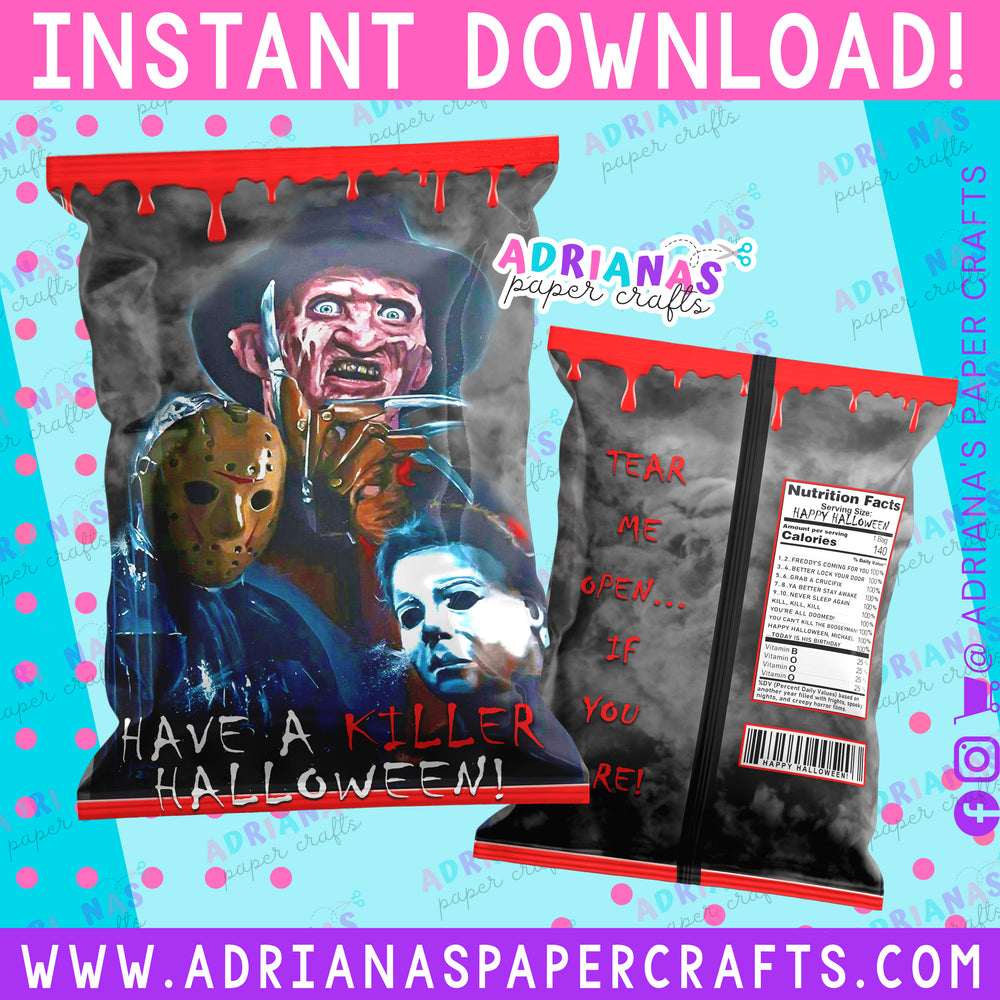Halloween Instant Download Chip Bag Wrapper Design