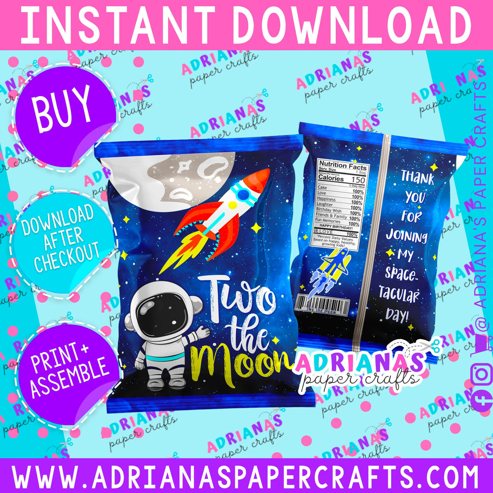 Two The Moon Printable Chip Bag - INSTANT DOWNLOAD!