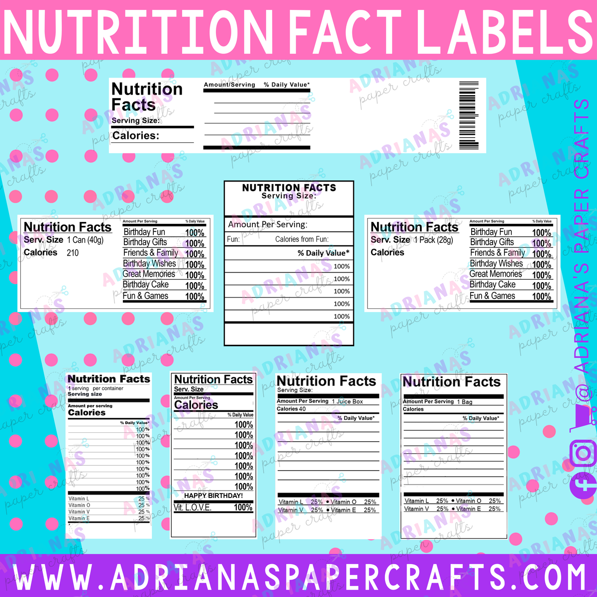 Blank Nutrition Fact Label Clipart – Adriana's Paper Crafts