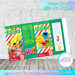 Sesame Street Party Juice Box Wrappers
