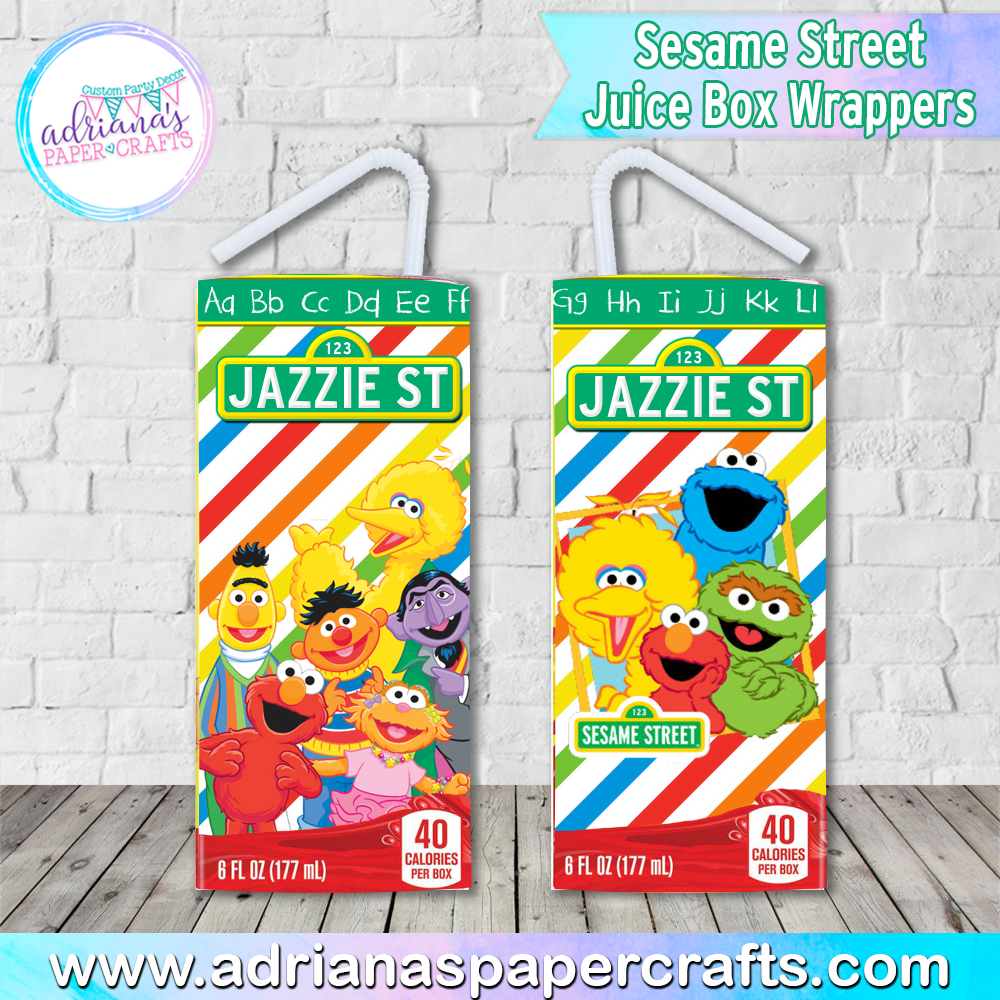 Sesame Street Party Juice Box Wrappers